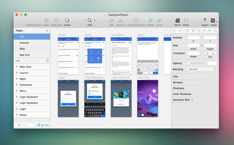 examples of interfaces created with sketch for mac