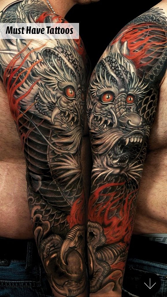 traditional japanese tattoo detailed dragon tattoo