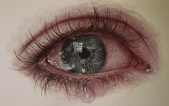 human eyes drawing crying