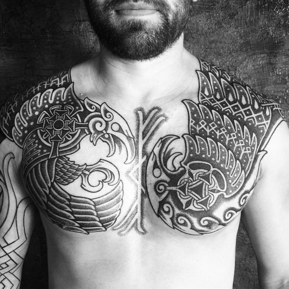 full pectoral nordic tattoo