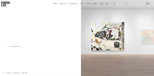 Simon Lee Gallery Art gallery website
