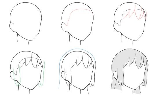 simple anime hair drawings